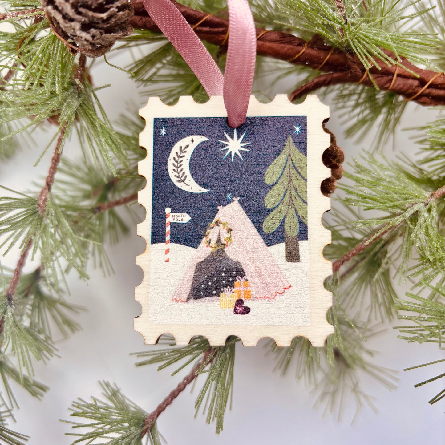 Camping inspired Christmas Stamp Decoration