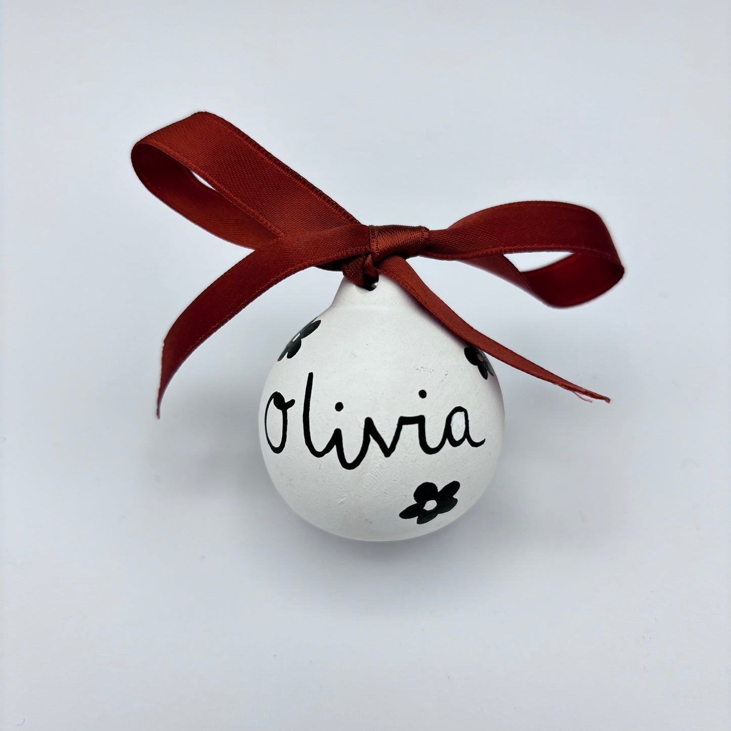 Minimalist Flowers Personalised Mini Ceramic Bauble