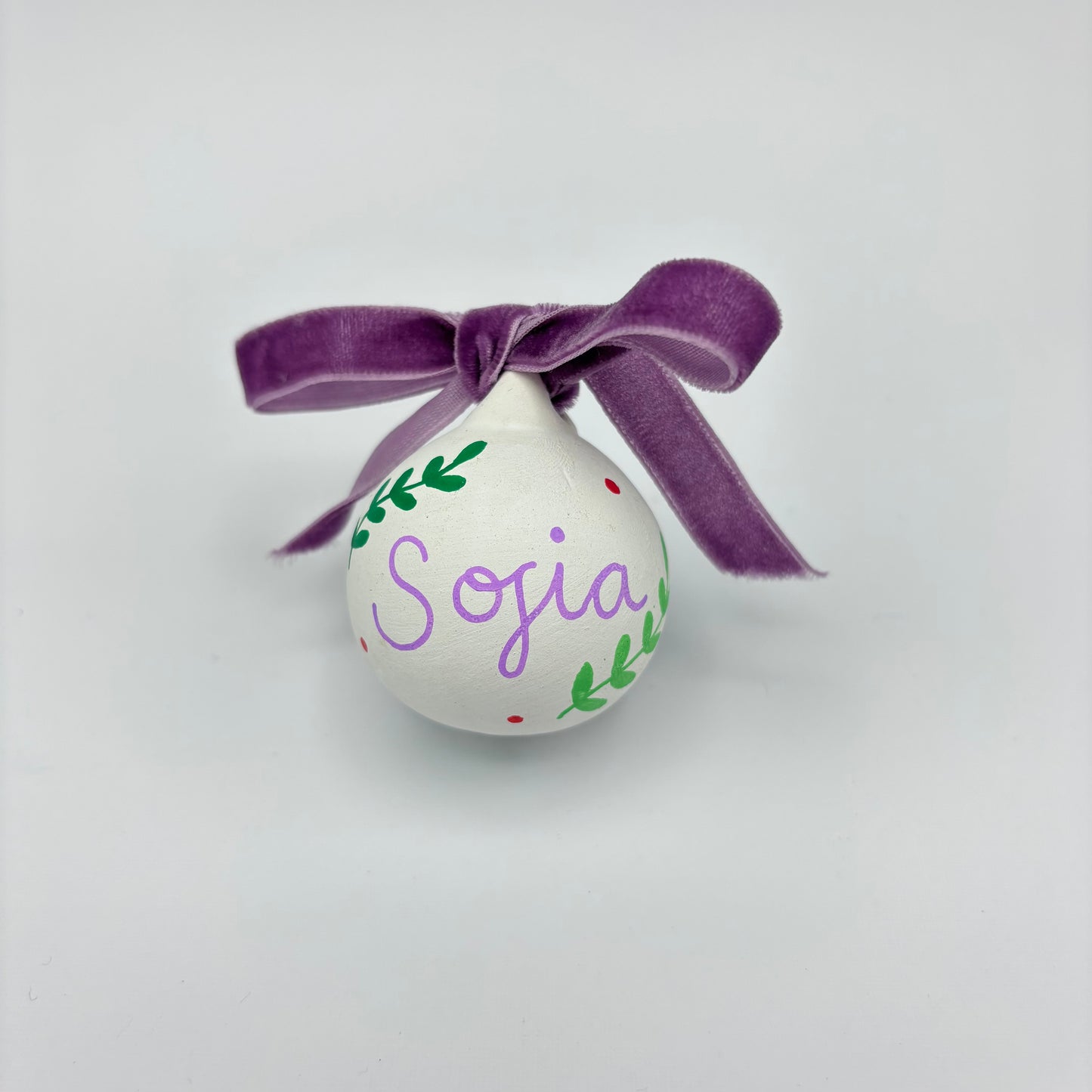 Foliage/Dots Personalised Mini Ceramic Bauble