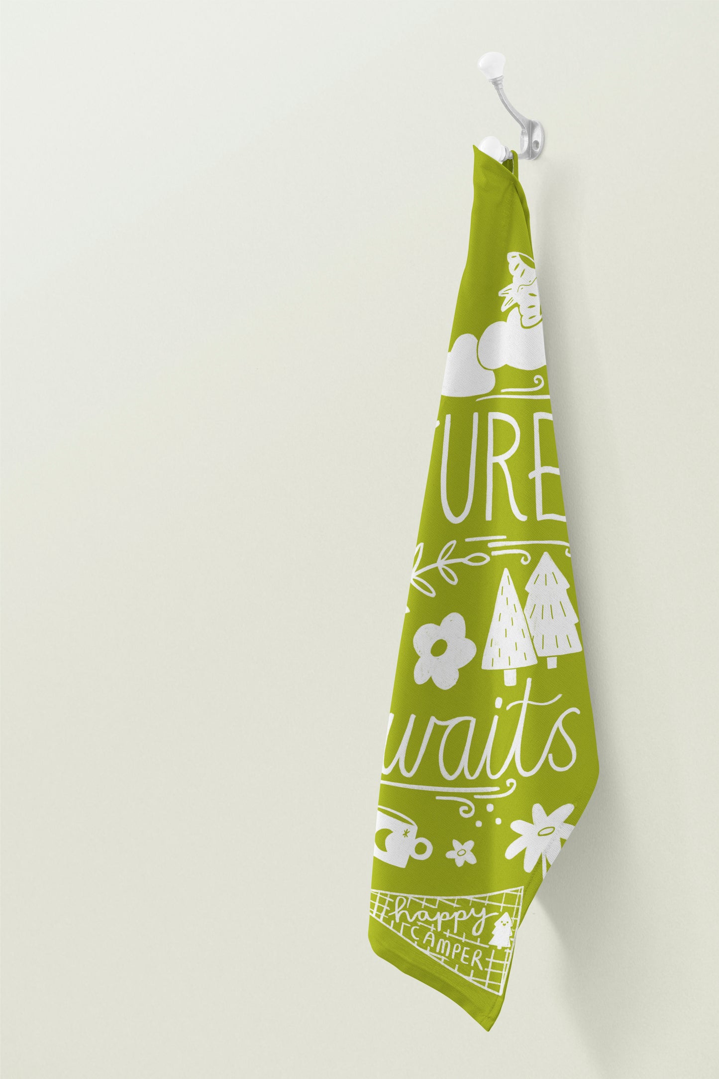 Adventure Awaits (light Green) Cotton Tea Towel