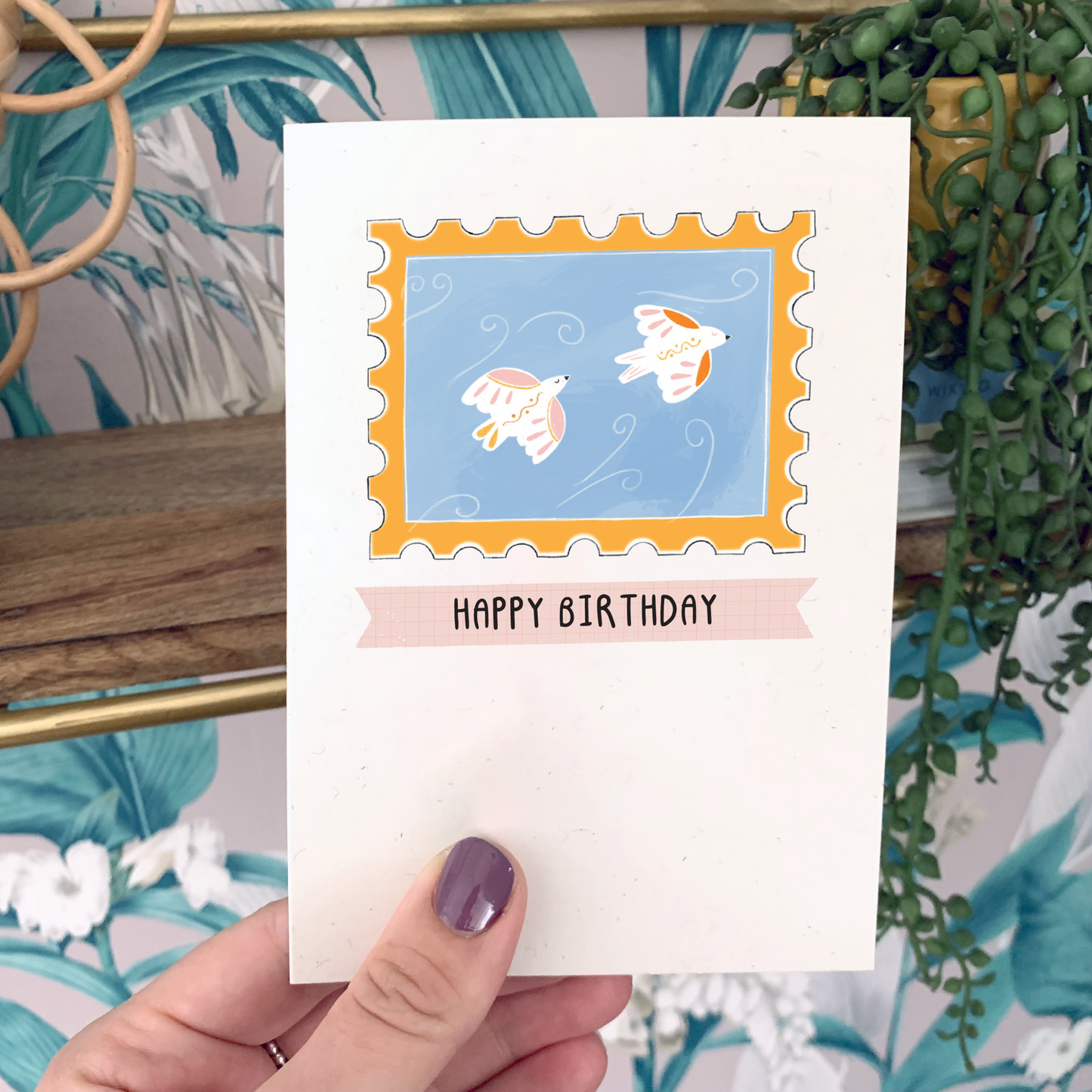 Happy Birthday Bird Stamp Card