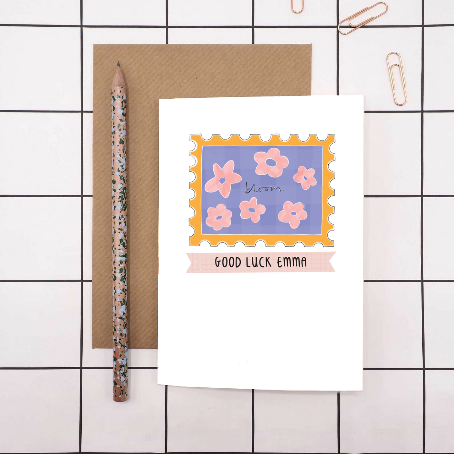 Personalised Good Luck 'Bloom' card