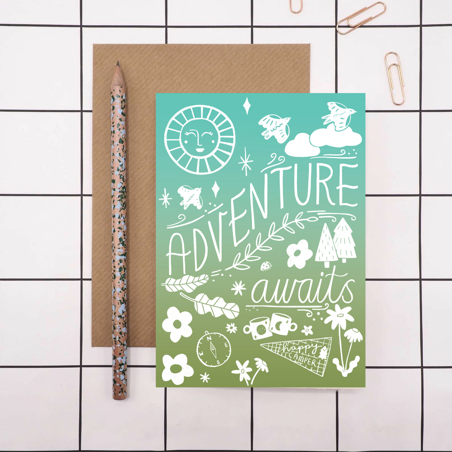 Adventure Awaits Card (Green/Blue)