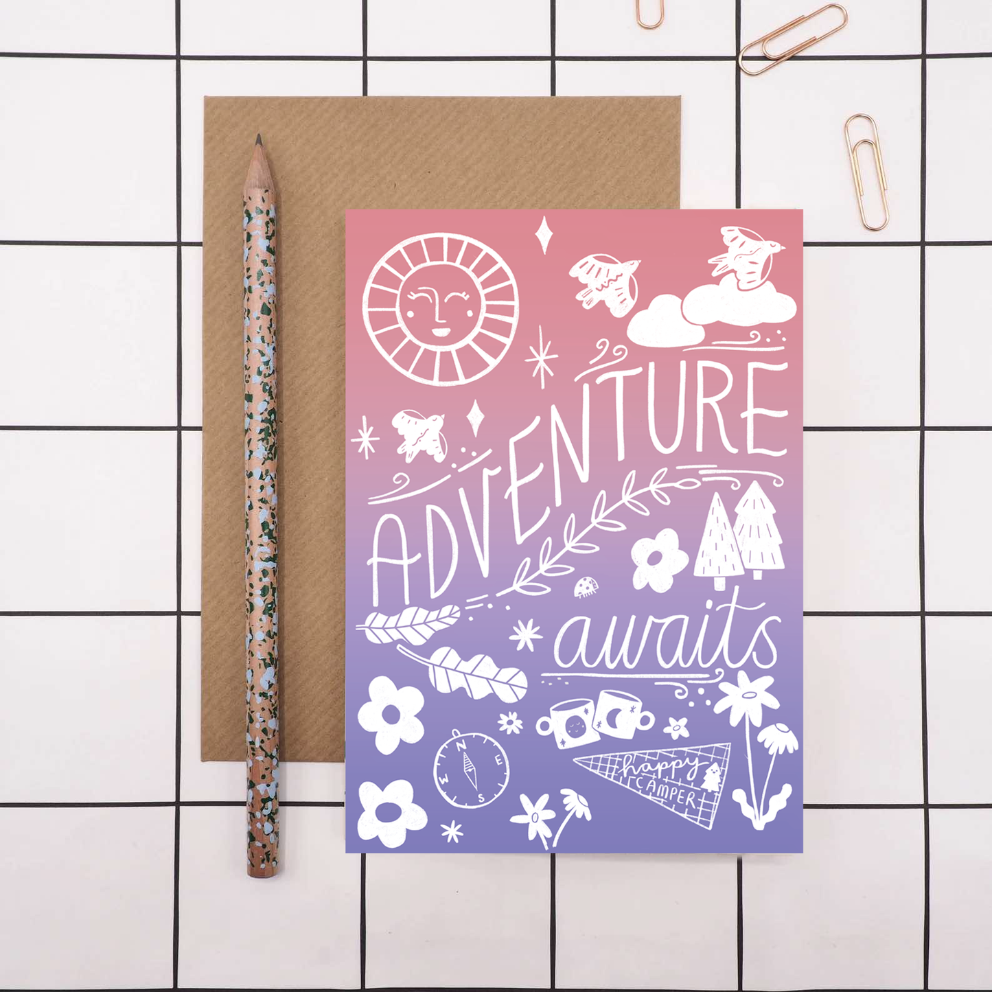 Adventure Awaits Card (Pink/Purple)