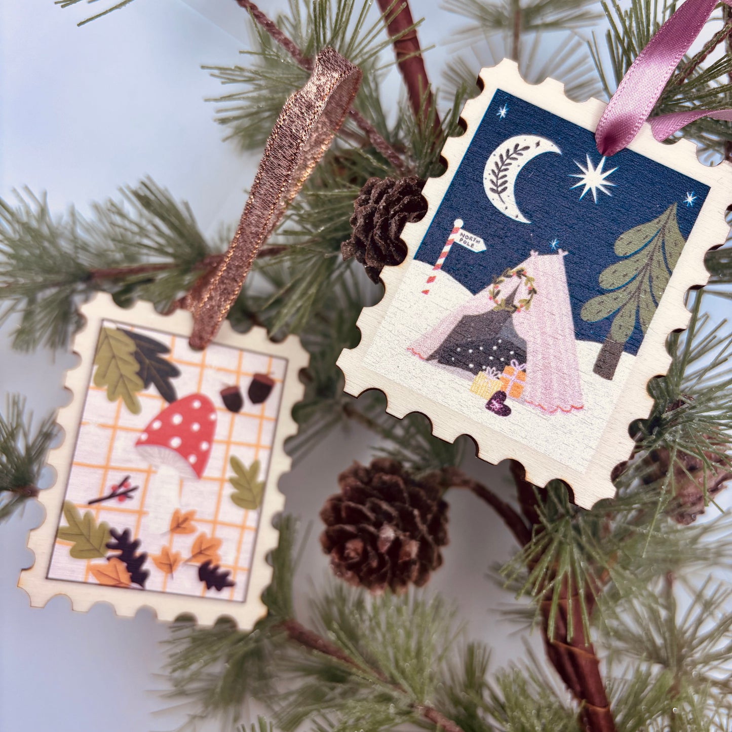 Camping inspired Christmas Stamp Decoration