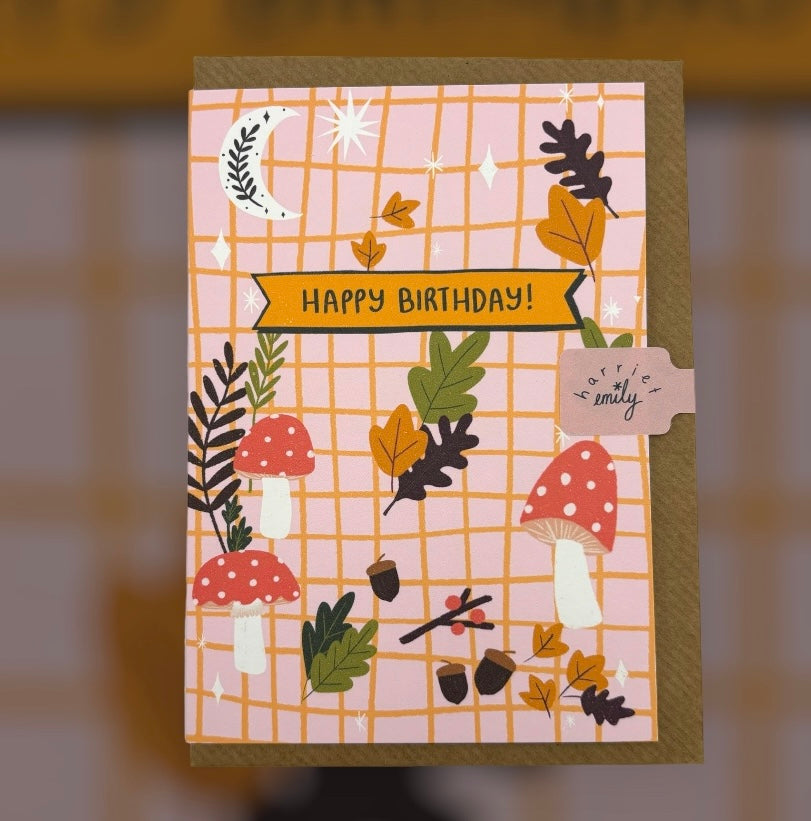 Leaves and Toad stalls Birthday Card