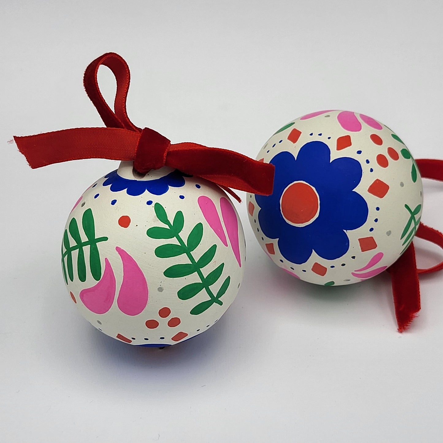 Patterned Pink/Blue Ceramic Bauble