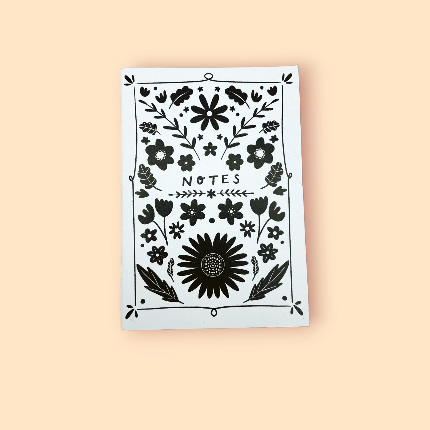 Black and White Floral A6 Notebook