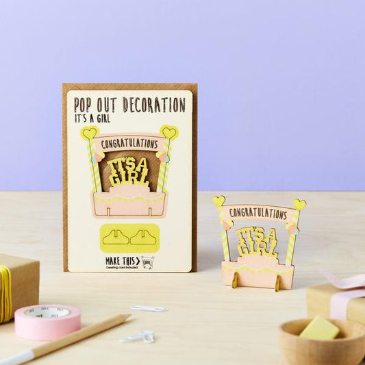 Pop Out 'It's a girl' New baby Card