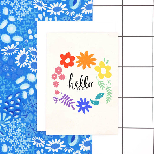 Hello Friend Rainbow Flower Card
