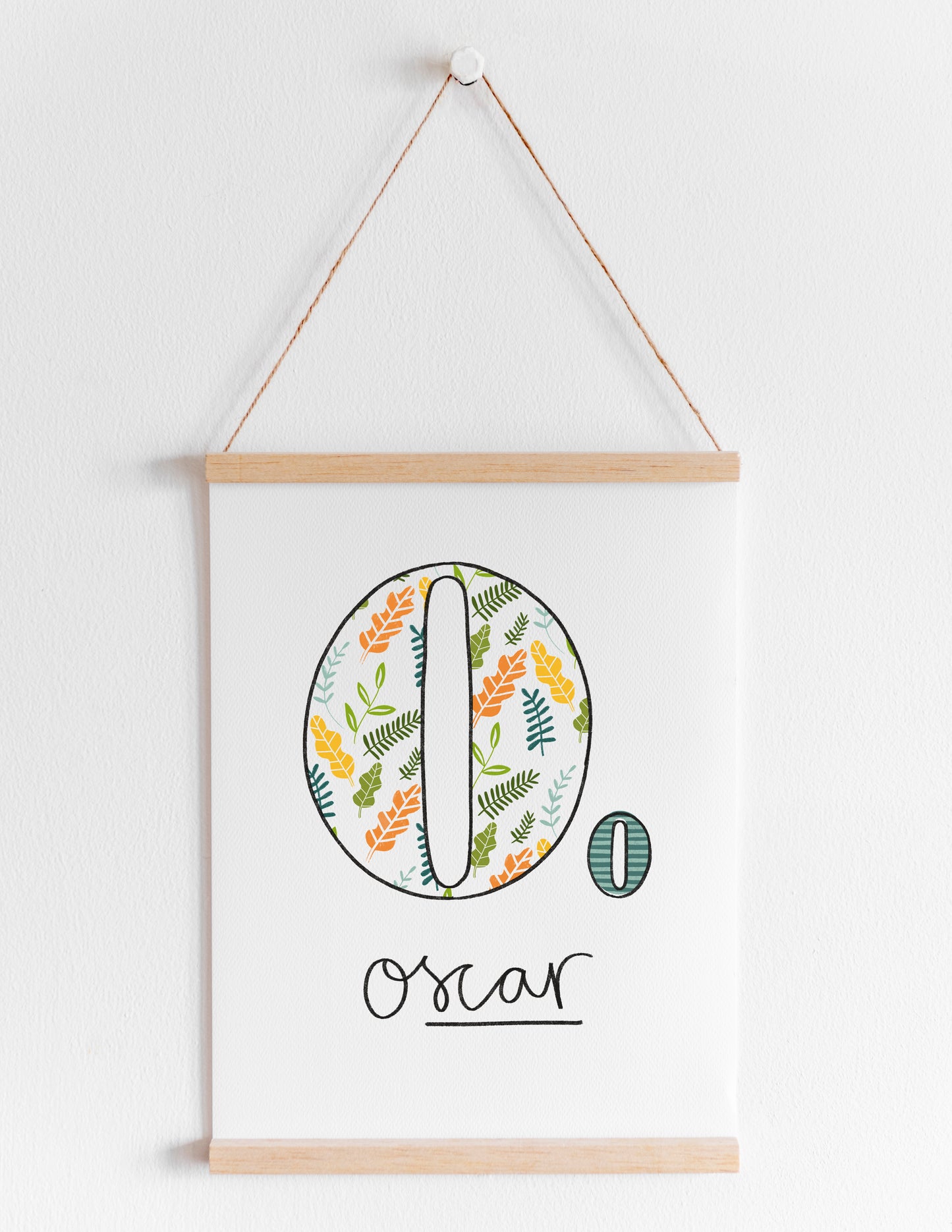 Personalised Woodland Kids Room Initial Print